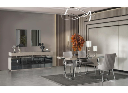 Essgruppe Esszimmer Gruppe Essecke Esstisch Stühle 10tlg Holz Grau