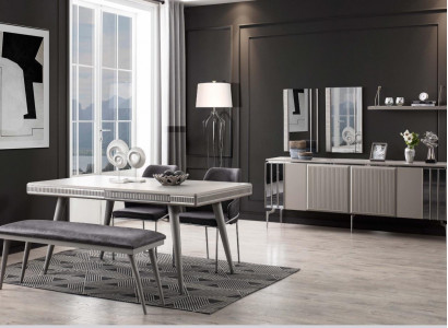 Esszimmermöbel Essecke Esstisch Essgruppe Esstisch Stühle 9tlg Grau