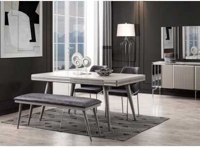 Essgruppe Esszimmermöbel Essecke Esstisch Esstisch Stühle 6tlg Grau