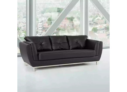 Schwarze Dreisitzer Couch Luxus Möbel Modernes Sofa Polster Ledercouch