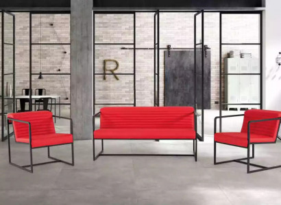 Sitzgarnitur Polstermöbel Zweisitzer Sessel Stoffmöbel Büroeinrichtung 2+1+1