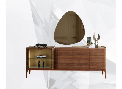 Sideboard mit Spiegel Anrichte Schrank Holzschrank Braun Kommode Design