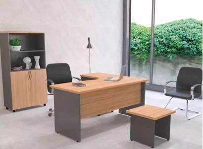 Büroausstattungsset Arbeitsplatz-Ausstattung Eckschreibtisch Aktenschrank