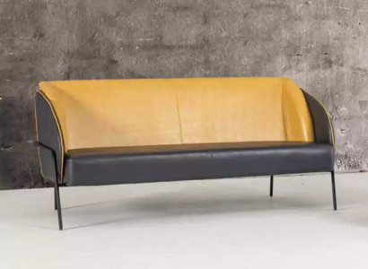 Modern Kunstleder Sofa 3 Sitzer Arbeitzimmer Textil Polster Möbel Design