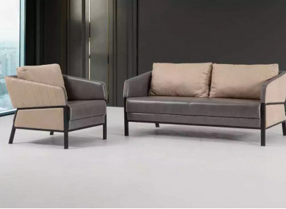 Grau Sofa 2 Sitzer Moderner Couch Office Möbel Polstersofa Designer