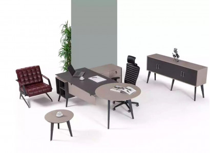 Designer Holzmöbel Couchtisch Arbeitszimmer Modern Rund Tisch Büromöbel