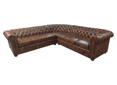 Chesterfield Ecksofa L-Form Leder Wohnzimmer Couchen Braun Sofas Eckgarnitur