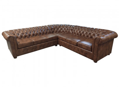Chesterfield Ecksofa L-Form Leder Wohnzimmer Couchen Braun Sofas Eckgarnitur