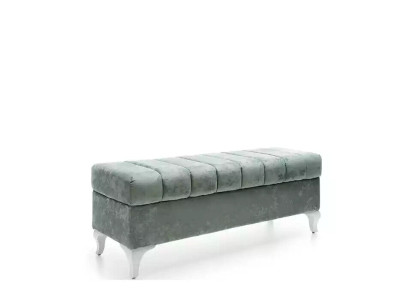 Klassische Sitzbank Design Ottomane Sitzhocker Zweisitzer Textil Fußhocker