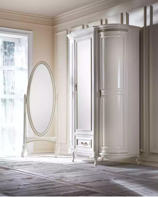 Wohnzimmer Bodenspiegel Spieglein Holzrahmen Oval weiß Standspiegel Spiegel