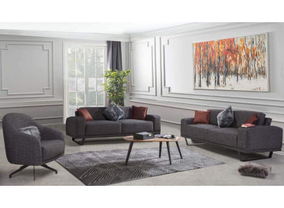 Luxus Wohnzimmer set Besteht aus 3tlg. Schwarzer Farbe Design Sofa set