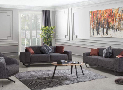 Luxus Wohnzimmer set Besteht aus 3tlg. Schwarzer Farbe Design Sofa set