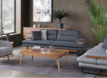 Modern Wohnzimmer set von 3tlg. Sofagarnitur 3+2+1 Sitzer Grau Couchen