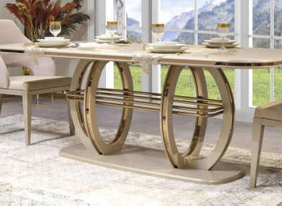 Esstisch Esszimmertisch Essecke Esszimmermöbel Tisch Holz Gold Beige