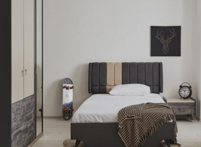 Luxuriöses stilvolle Schlafzimmerset Delta Bett Nachttisch Kleiderschrank