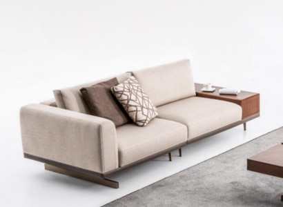 Dreisitzer Sofa 3 Sitzer Stoff Sofas Grau Modern Tisch Wohnzimmer Couch