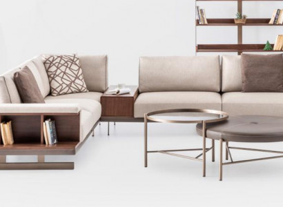 Modernes Beiges Ecksofa Luxus L-Form Couch Stoffsofas Wohnzimmermöbel