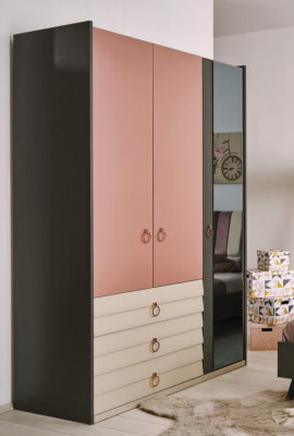 Moderner Kleiderschrank Luxus Schrank Holz Schränke Glas Schlafzimer neu