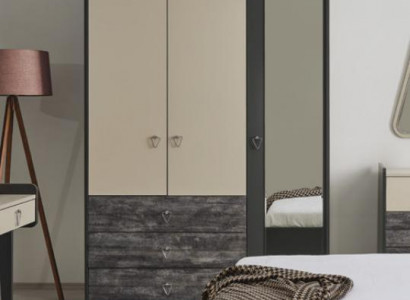 Kleiderschrank Schrank Mehrzweck Kleiderschrank Grau Material Holz Schränke