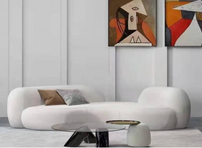 Modern Sofa 3 Sitzer Weiß Hochwertig Polster Sofas Design Textil neu stilvoll