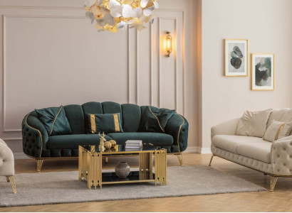 Komplett Wohnzimmer 4tlg stilvoll x2 3-Sitzer Couch Modern 2x Sessel