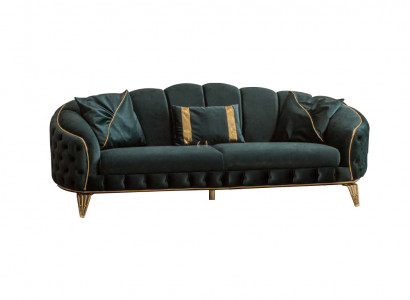 Modern Chesterfield Grün Sofa 3 Sitz Couchen Dreisitzer Neu Textil Metall