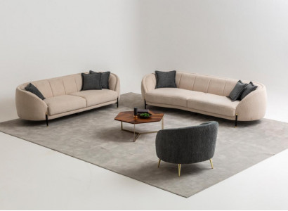 Sofagarnitur 4 3 1 Sitzer Wohnzimmer Komplett Sofas Set Beige Modern Set