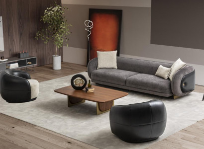 Moderner Grau Sofagarnitur set 3 Sitzer Sofas 2x Sessel Wohnzimmer set