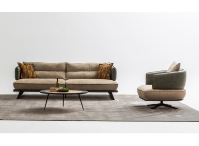 Luxus Sofagarnitur Sofa 3 Sitzer Sessel Stoff Modern Mehrfarbig Modern Set neu