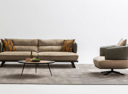 Luxus Sofagarnitur Sofa 3 Sitzer Sessel Stoff Modern Mehrfarbig Modern Set neu