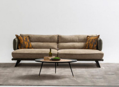 Sofa 3 Sitzer Polstersofa Mehrfarbig Textill Sitz Design Stoff Modern Sofas