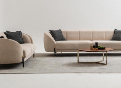 Modern Sofa 3 Sitzer Beige Hochwertig Polster Sofas Design Textil neu