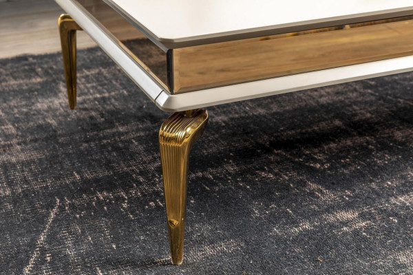 Weißer Wohnzimmer Couchtisch Designer Ablagetisch Edelstahl Tisch Neu