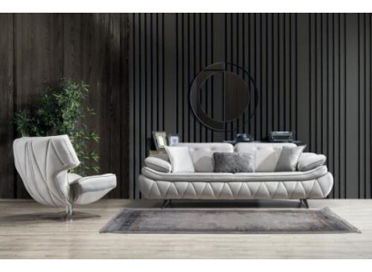 Wohnzimmer-Set 2tlg. 3-Sitzer Sofa mit Sessel Modern Design Stoffsofas