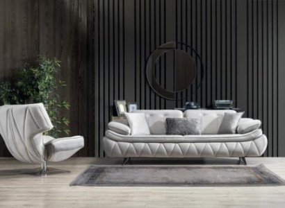 Wohnzimmer-Set 2tlg. 3-Sitzer Sofa mit Sessel Modern Design Stoffsofas