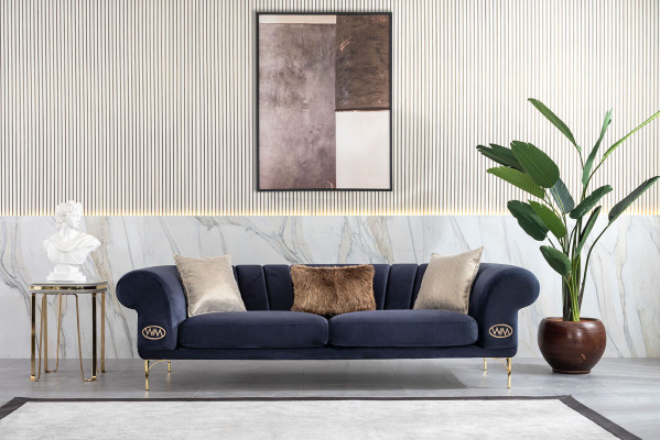 Moderne Blau-Beige Sofagarnitur Designer 3+1 -Sitzer Luxus Wohnzimmer Sessel