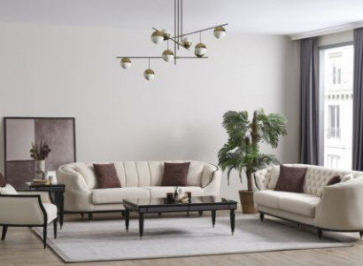 Weißes Wohnzimmer Set Sofagarnitur 3+3+1 Couchtisch Beistelltisch 5tlg