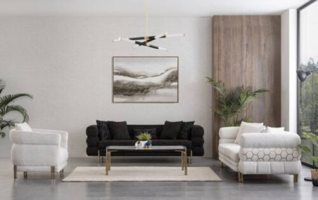 Couchgarnitur 3+3+1 Sitzer Luxus Sessel Wohnzimmer Garnitur Sofas 3tlg