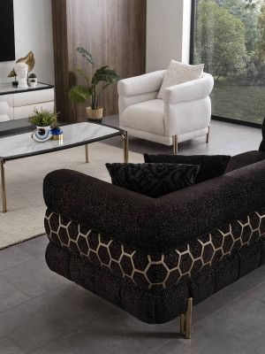 Couchgarnitur 3+3+1 Sitzer Luxus Sessel Wohnzimmer Garnitur Sofas 3tlg