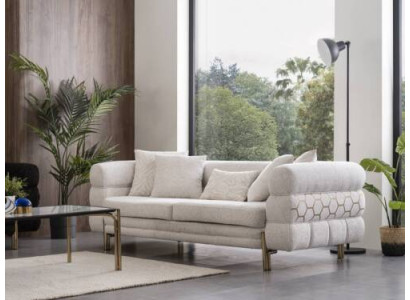 Weißer Dreisitzer Luxus 3-Sitzer Wohnzimmer Designer Sitzmöbel Sofas