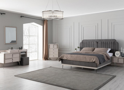 Schlafzimmer Komplette Garnitur Bett 2x Nachttische Möbel Luxus 7tlg