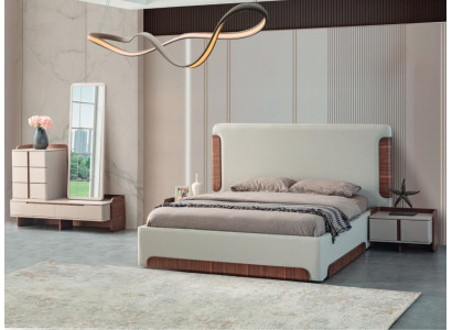 Stilvolle Beige Schlafzimmer Möbel Polster Doppelbett Schminktisch 5tlg