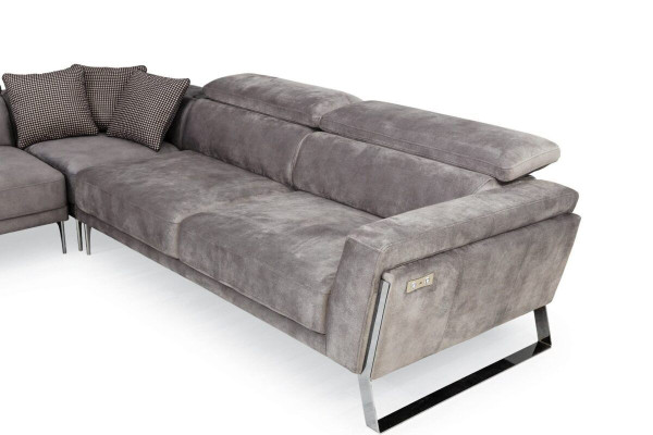 Graues Wohnzimmer Ecksofa L-Form Couch Großes Stoffsofa Luxus Möbel Neu