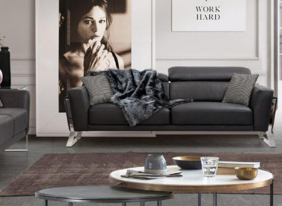 Designer Kunstleder Couchgarnitur 2x Dreisitzer Luxuriöser Sessel 3tlg