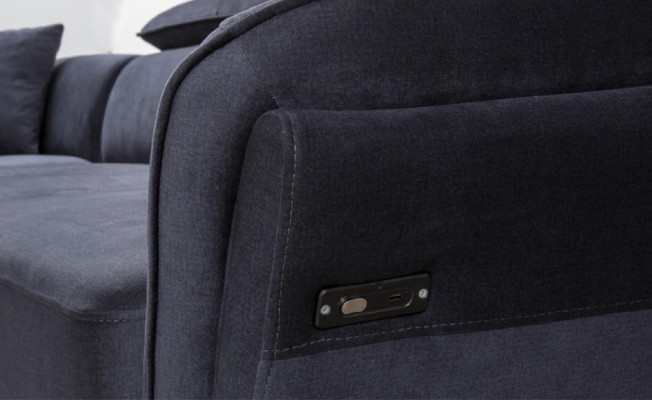 Robustes Graues Stoffsofa Designer L-Form Sofa Wohnzimmer Polster Couch