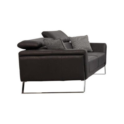 Schwarzer Wohnzimmer Dreisitzer Designer Sofa Luxus Leder 3-Sitzer Möbel