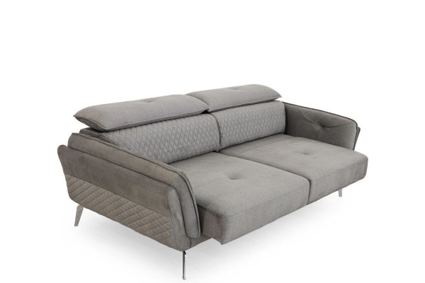 Graues Stoffsofa Luxuriöse Polstercouch Moderner Dreisitzer Textil Möbel