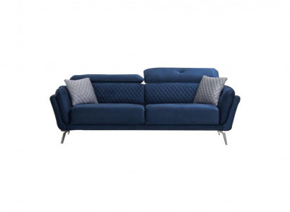 Blaues Textil Sofa Moderner Wohnzimmer Dreisitzer Luxus 3-Sitzer Couch