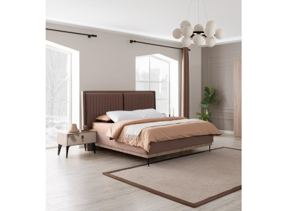Braunes Doppelbett Designer Schlafzimmer Möbel Polster Luxus Betten