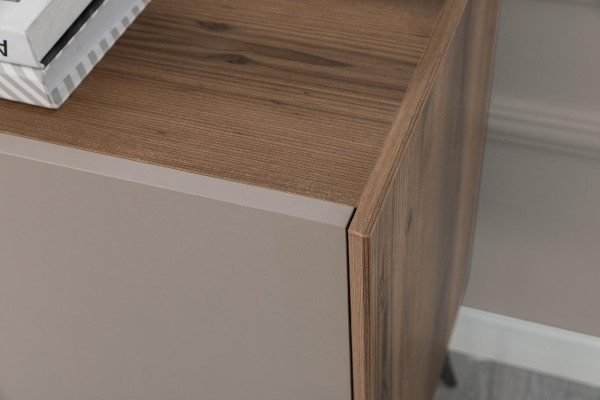 Moderne Beige Garnitur Luxus Sideboard 2x Spiegel Holzmöbel Anrichte